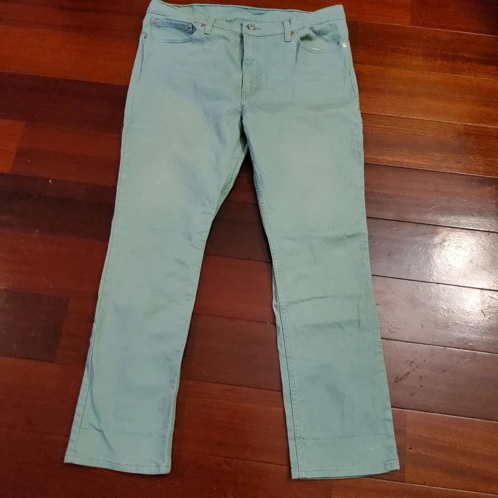 Levis 511 Slim Fit Jeans Mens 38x30 Light Green Sage WaterLess Denim Pants